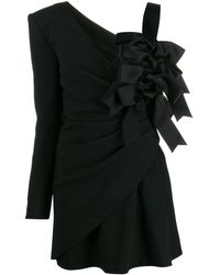 Saint Laurent One-shoulder bow mini dress - Nero