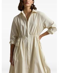 Polo Ralph Lauren Silk-Blend A-Line Midi Dress in Natural | Lyst UK