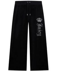 Juicy Couture - Diamanté Crown Velour Track Pants - Lyst