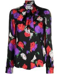 Moschino - Floral-Print Silk Blouse - Lyst