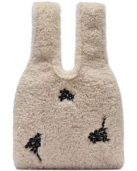 Simone Rocha - Mini Crystal-Embellished Faux-Shearling Tote Bag - Lyst
