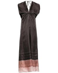 Alysi - Robe Longue À Fines Rayures - Lyst