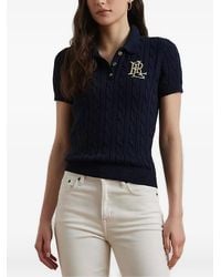 Ralph Lauren - Cable Knit Embroidered Polo Top - Lyst