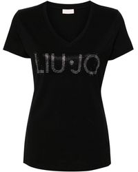 Liu Jo - T-shirt en coton à logo pailleté - Lyst