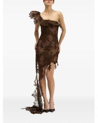 GIUSEPPE DI MORABITO - Asymmetric Floral-Lace Mini Dress - Lyst