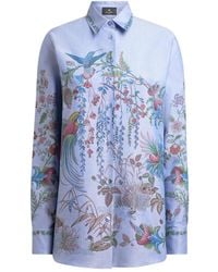 Etro - Printed Oxford Nude Cotton Shirt - Lyst