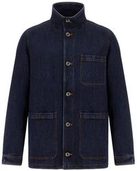 Herno - High-Neck Denim Shirt Jacket - Lyst