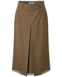Prada - Sheer-Trim Midi Skirt - Lyst