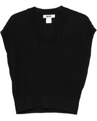 DKNY - Ribbed-Knit V-Neck Top - Lyst