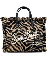 MC2 Saint Barth - Mini Vanity Zebra-Print Frayed-Edge Tote Bag - Lyst