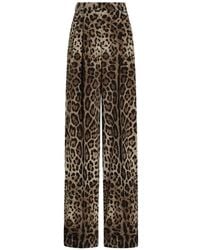 Dolce & Gabbana - Leo-Print Wool Trousers - Lyst