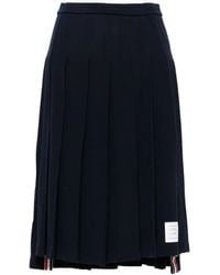Thom Browne - Pleated Chevron-Knit Midi Skirt - Lyst