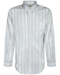 Drole de Monsieur - Monogram-Embroidered Striped Shirt - Lyst