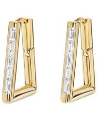 Azlee - Forma Diamond Hoop Earrings - Lyst