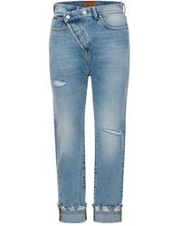 No44 - Crossover Gerafelde Jeans - Lyst