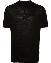 120% Lino - Buttoned Linen T-shirt - Lyst