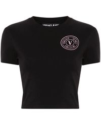 Versace Jeans Couture - Glitzer-T-Shirt Mit E-Emblem - Lyst