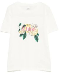 Chloé - Katoenen Jersey T-Shirt Met Ronde Hals En Logo - Lyst