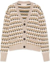 Marni - Geometric-Pattern V-Neck Cardigan - Lyst