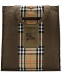 Burberry - Check Trench Logo-Patch Tote Bag - Lyst