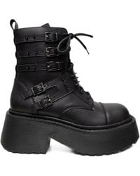 Altercore - Abyss Spiked Buckled Boots - Lyst