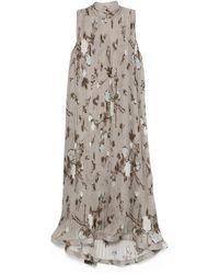 P.A.R.O.S.H. - Pleated Floral-Print Dress - Lyst
