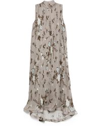 P.A.R.O.S.H. - Pleated Floral-Print Dress - Lyst