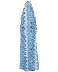 MC2 Saint Barth - Tony Zigzag-Knit Halterneck Maxi Dress - Lyst