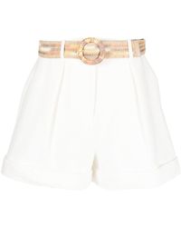 Zimmermann - Belted Pleated Cotton Shorts - Lyst
