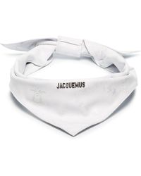 Jacquemus Logo Plaque Rosemary Print Bandana - White