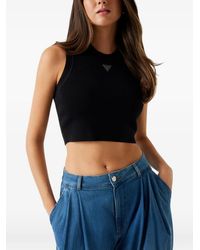 Guess - Rhinestone-Logo Tank Top - Lyst