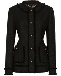 Dolce & Gabbana - Logo Engraved Buttoned Jacket - Lyst