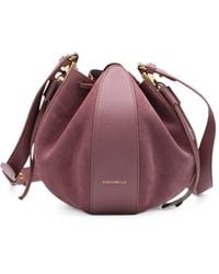 Coccinelle - Suede-Panelled Leather Shoulder Bag - Lyst