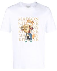 Maison Kitsuné - Fox Champion コットン Tシャツ - Lyst