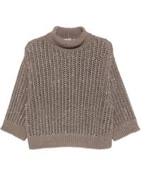 D.exterior - Sequin-Embellished Open-Knit Sweater - Lyst
