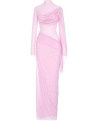 MANURI - Medeea Draped Sheer Maxi Dress - Lyst