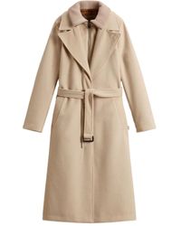 Woolrich - Jas Met Enkele Rij Knopen En Ceintuur - Lyst