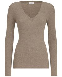 Brunello Cucinelli - Ribbed-Knit V-Neck Sweater - Lyst