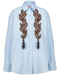 La DoubleJ - Peony Placee Katoenen Blouse Met Borduurwerk - Lyst