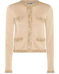 Miu Miu - Cropped-Cardigan mit Pailletten - Lyst