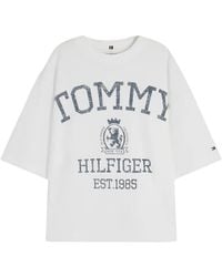 Tommy Hilfiger - Crest Logo-Print Drop-Shoulder T-Shirt - Lyst