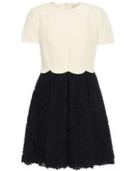 Valentino Garavani - Scalloped-Edge Lace-Panel Mini Dress - Lyst