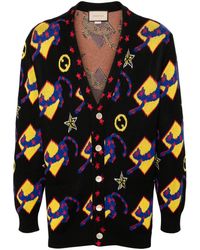 Gucci - Patterned-intarsia Cotton Cardigan - Lyst