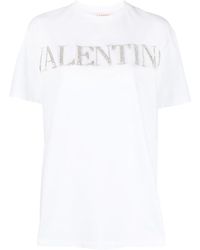 Valentino Garavani - Crystal-Logo Cotton T-Shirt - Lyst