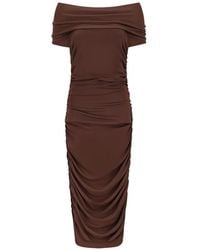 Des Phemmes - Ruched Off-Shoulder Midi Dress - Lyst