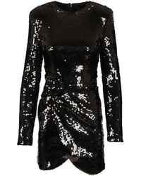 ROTATE BIRGER CHRISTENSEN - Long-Sleeved Mini Dress With Sequins And Gathered Hem - Lyst