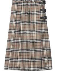 Burberry - Jupe En Laine À Coupe Mi-Longue - Lyst