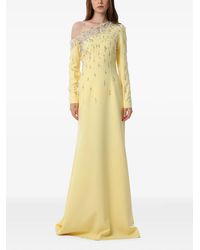 Dina Melwani - Crystal-Embellished One-Shoulder Maxi Gown - Lyst