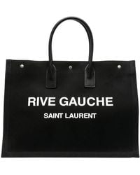 Saint Laurent - Rive Gauche Canvas Tote Leather; Cotton; Linen Bags - Lyst