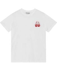 Ganni - Logo-print Cotton T-shirt - Lyst